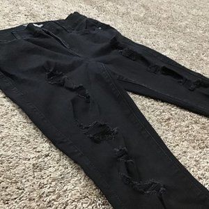 Women's Torrid Jeans Bombshell Skinny Size 14R Black Factory Distressed